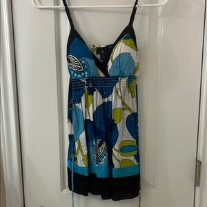 Byer California Blue & Green Floral V-Neck Spaghetti Strap Camisole
